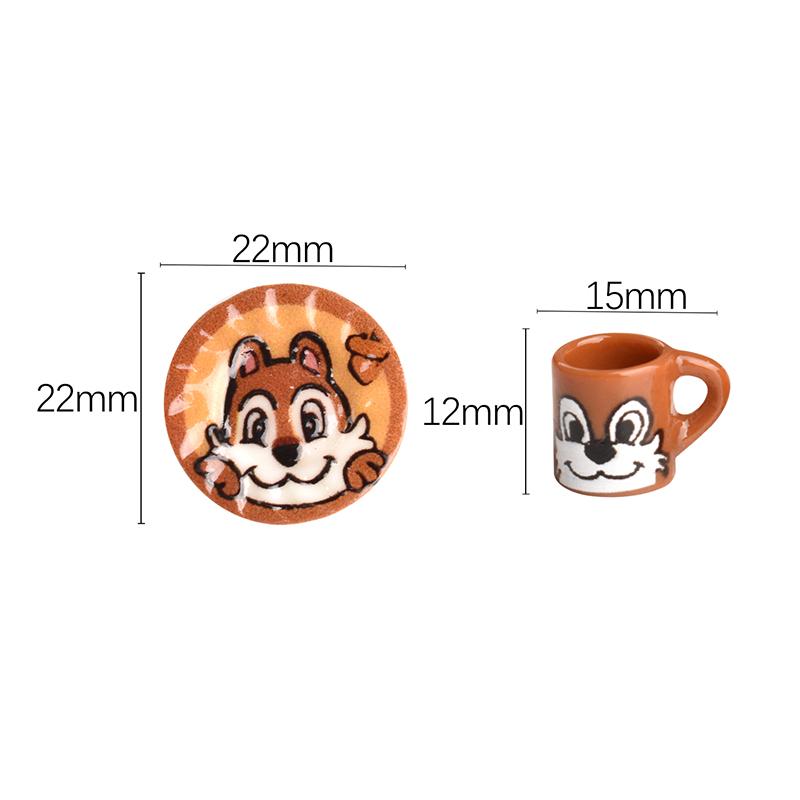 

3 комплекта миниатюрных кукольных домиков, мультяшная белка, кофейная чашка, напитки, кухня, еда для кукол, аксессуары, игрушка для девочек
