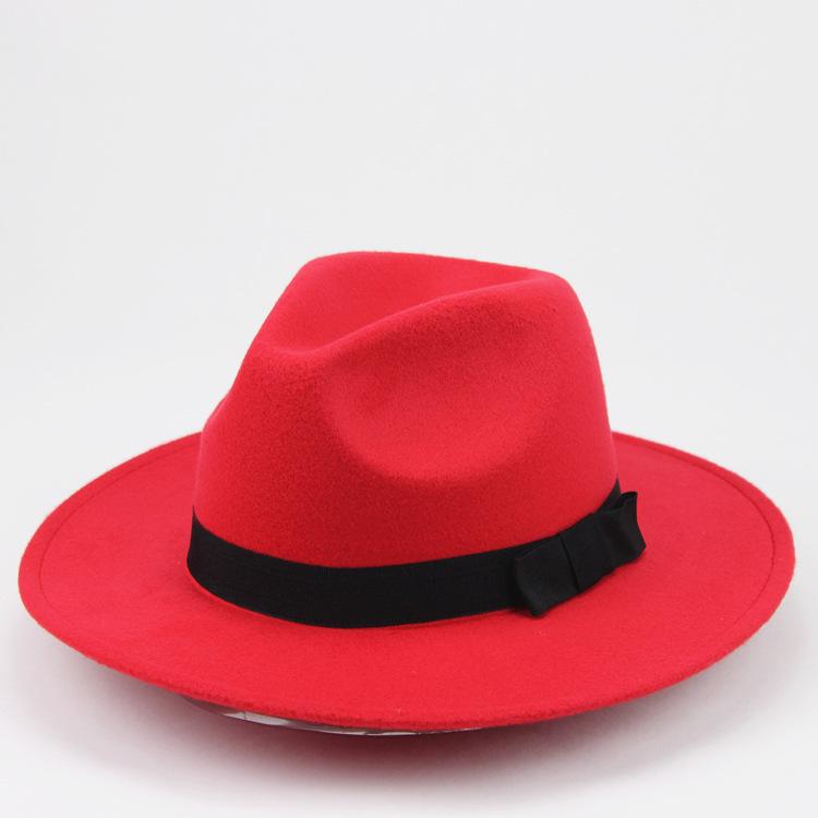 Unisex Retro Street Style Fedora-hatt med bred brätte - Jazzhatt i imitation av ullfilt