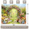1 piece, Spring Forest Path Easter, Flower Wreath Arch Green Grass Flower Rabbit Easter Egg Butterfly Photo Background