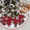 Flannel Xmas Tree Skirt Collar Santa Claus Snowflakes Xmas Decorative Tree Mat