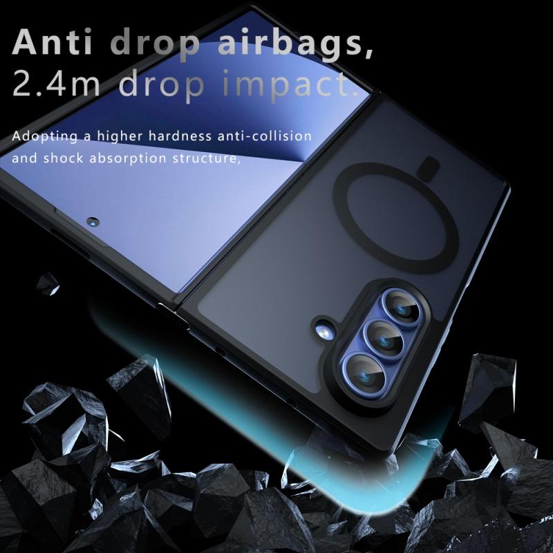 For Samsung Galaxy Z Fold7 Fold6 Fold5 Case Matte Magsafe Drop-proof Built-in Airbag Corner Non-yellowing Material Soft Cover