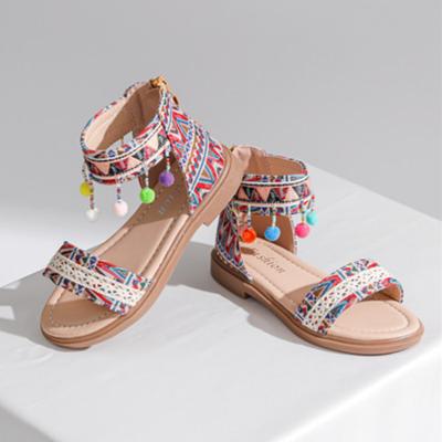 Girls' Sandals Korean Version Soft Soled Children's Roman Shoes Summer Mid To High School Children's Ethnic Style Elementary School Shoes