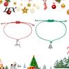 Stackable Minimalist Wrist Accessories Christmas Braided String Bracelet, Adjustable Handmade Bracelet with Metal Rope Tree/Snowflake/Elk Charm,