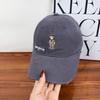 Bear Embroidered Baseball Cap Female Spring and Autumn Korean Casual Versatile Wide Brim Big Face Small Soft Top Cap Male