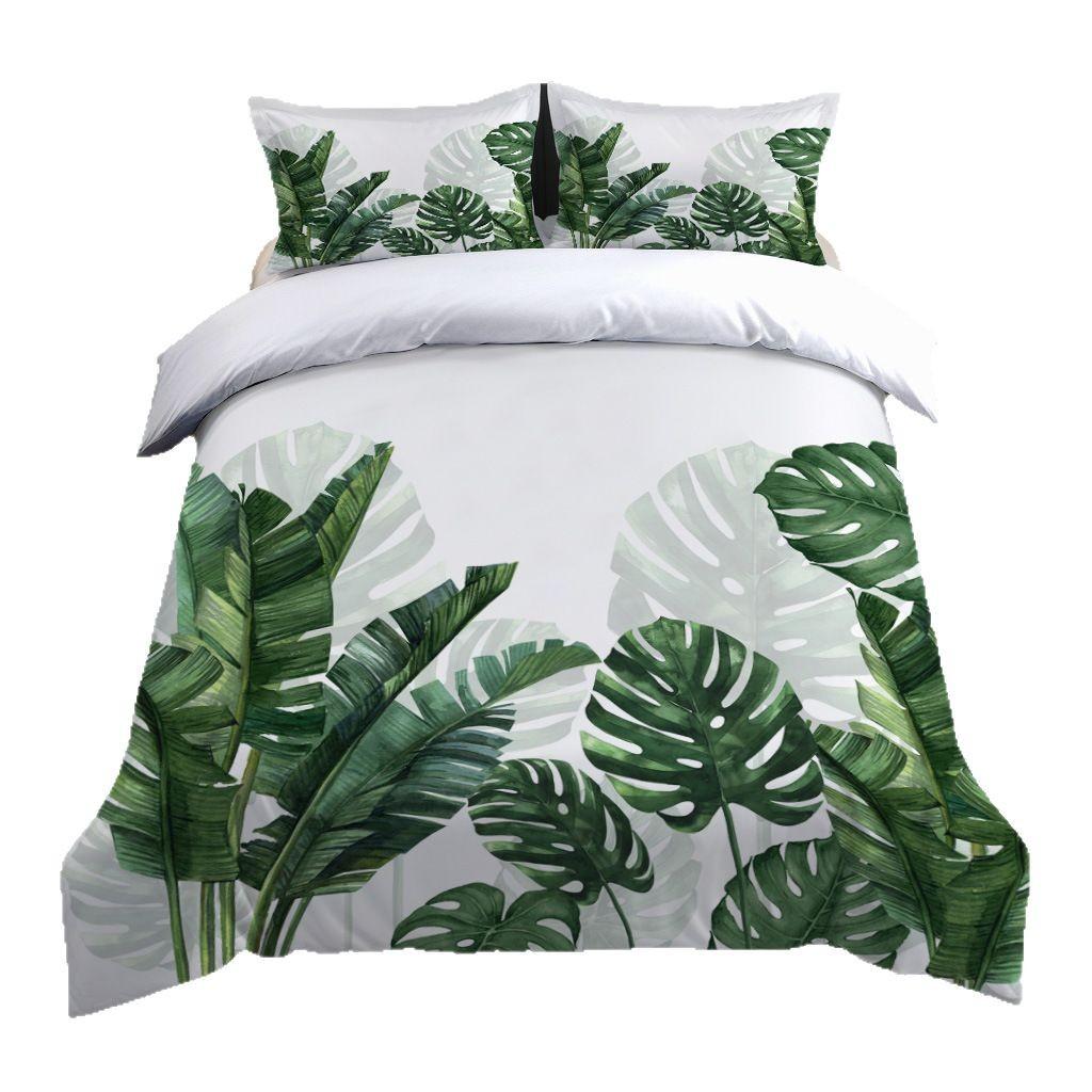 Simple Turtle Leaf 3D Printing Grinding Advanced Sense Three-piece Quilt Cover Dormitory Three-piece Bedding