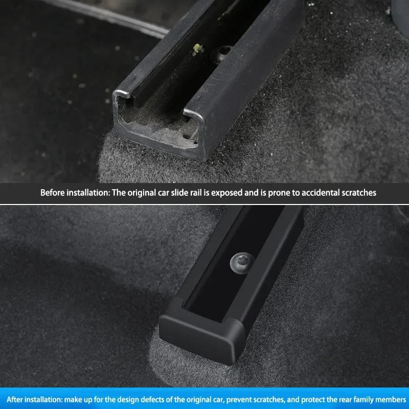 4pcs Rear Seat Rail Cover Protector For Tesla Model 3 Y Juniper 2025 Accessories Backseat Child Anti-kick Pad Protection Cover