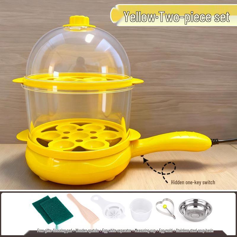 Mini Tigaie Electrică și Fierbător de Ouă: Aparat de gătit mic dejun multifuncțional, cu strat dublu
