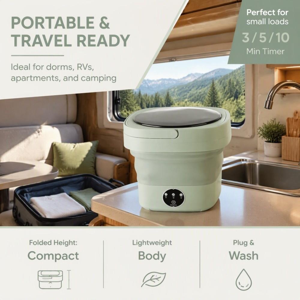 Plastic Foldable Washing Machine Green Compact Washing Machine Mini Washing Machine For Socks