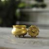 Pure Copper Gold Lotus Flower Incense Burner Mini Small Incense Stick Holder Aromatherapy Censer for Temple Teahouse Home Decor