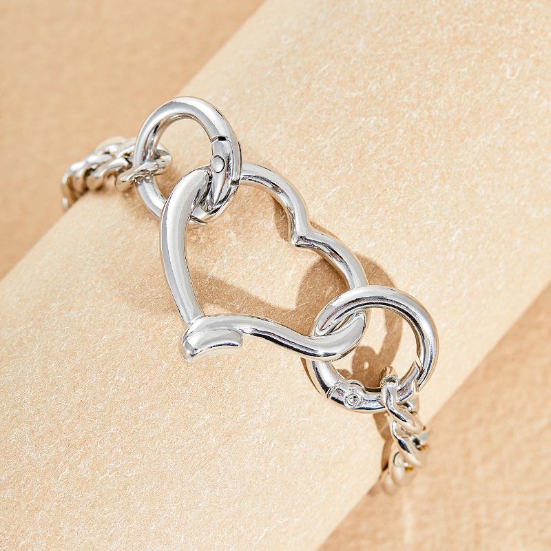 Punk  Elegant Hollow Love Bracelet Women  Men's Hip Hop Charm Jewelry Holiday Gift