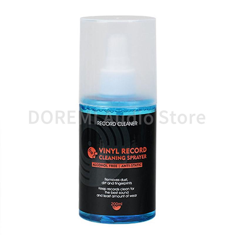 200ml Turntable Cleaner Vinyl LP/CD Record Cleaning Fluid Record Player Dust Removal Anti-static Spray Cleaning Brush Kit