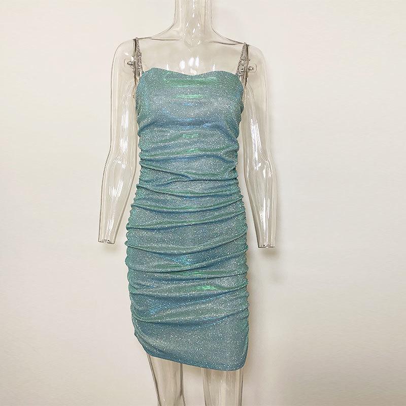 

Женское платье бодикон на тонких бретельках со стразами для ночного клуба Medium зелёный