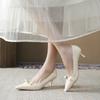 Design bow sweet temperament high heels women's pointed head thin heels single shoes not tired feet spring