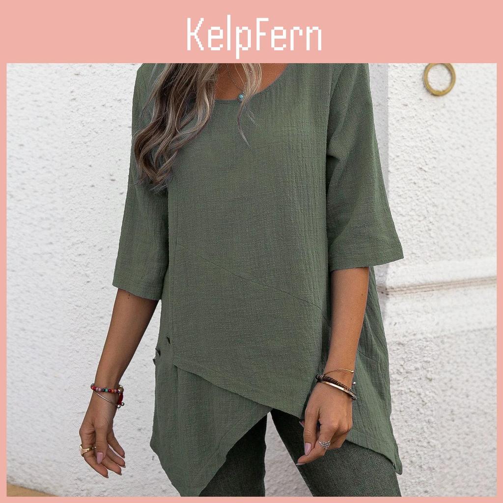 Camicia in Cotone e Lino Stile Bohémien Vestibilità Larga con Design Irregolare per Abbigliamento Casual Primaverile