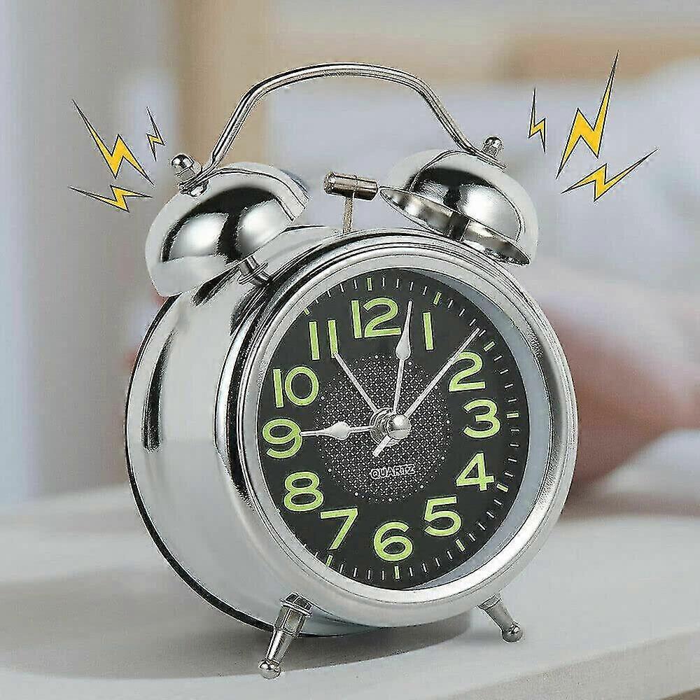 3 Inches Twin Bell Super Loud Alarm Clock with Nightlight for Heavy Sleepers Bed Desktop Student Decor