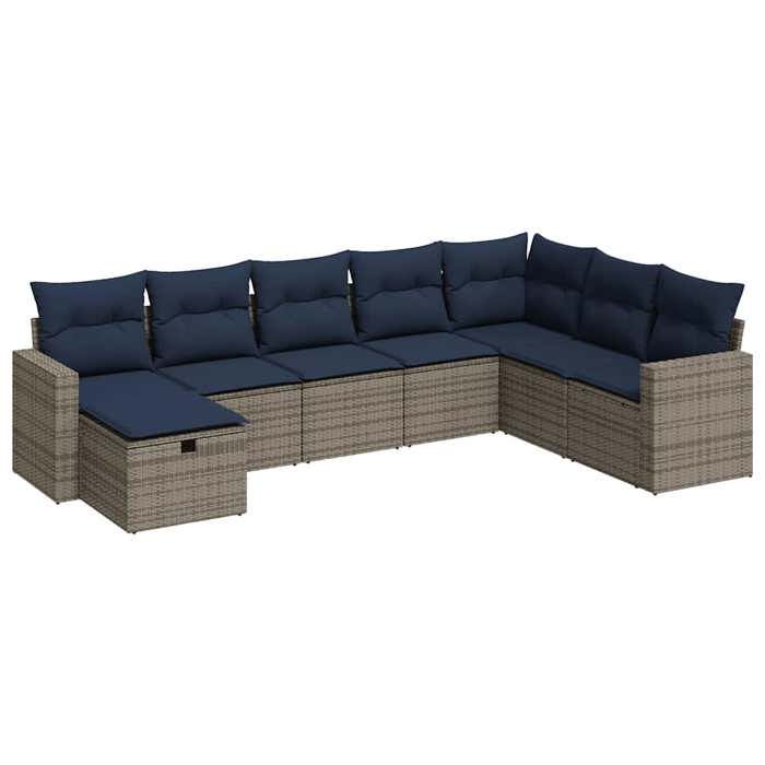 VidaXL Salon de jardin 8 pcs avec coussins gris résine tressée 3325437