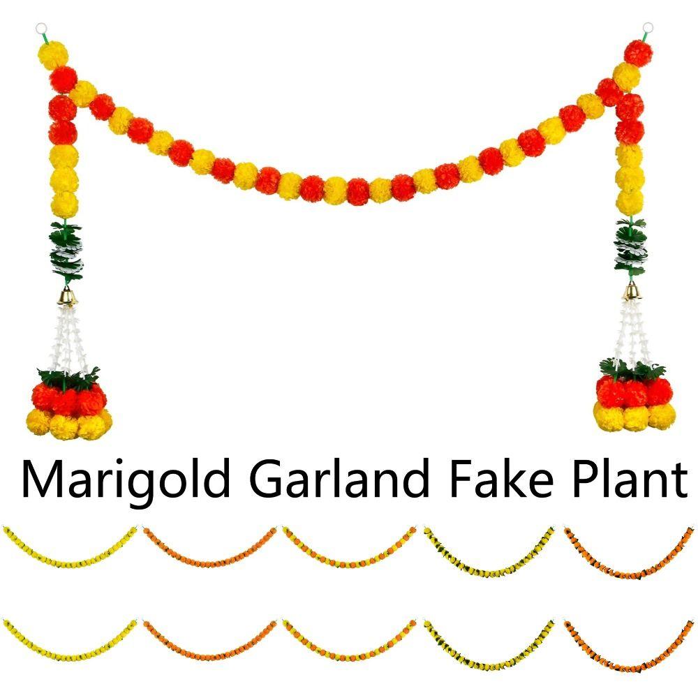 Indian Style Marigold Garland Flower 140-160cm Home Party Decor For Halloween Day of The Dead