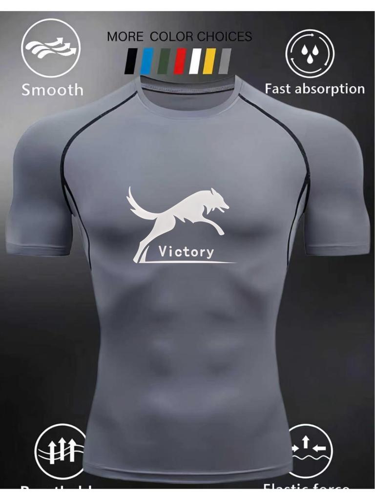 Men's Short Sleeve Compression T-Shirt Breathable Elastic Strength/Motivational Style Training Top