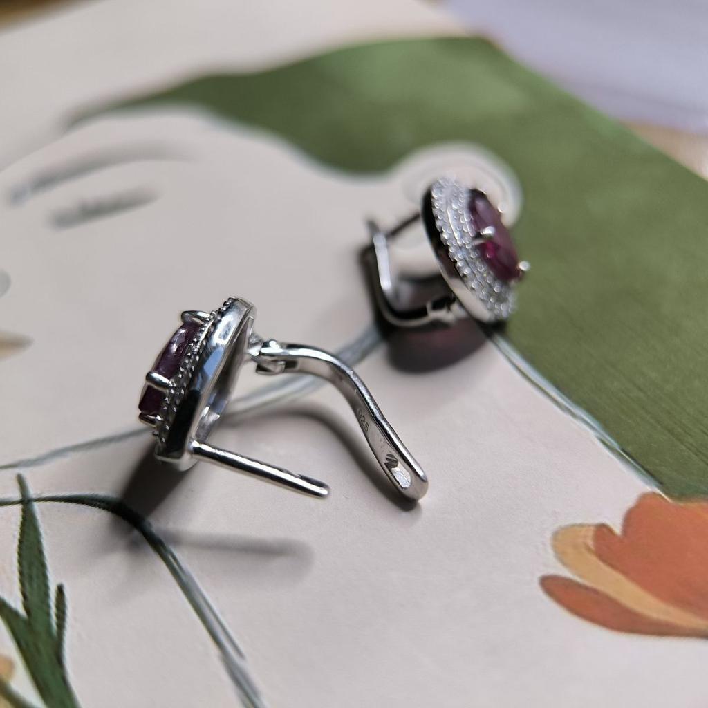 Silver Earrings with Natural Ruby 6.289ct (2182436)