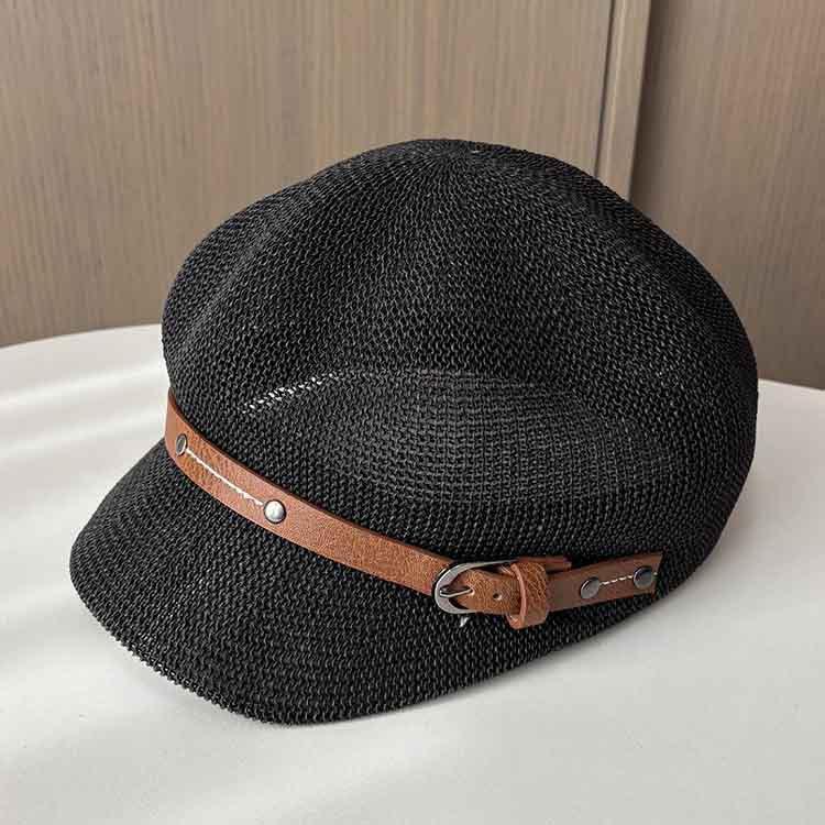 New hollowed out star anise bud hat women's summer travel versatile sunscreen straw hat British short edge cap