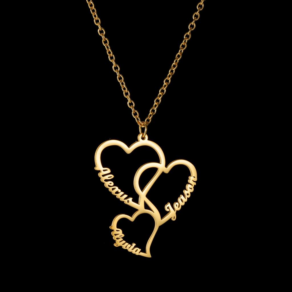 Atoztide Custom Multiple Names Heart Necklace for Women Family Stainless Steel Jewelry Choker Chain Personalized Birthday Gift