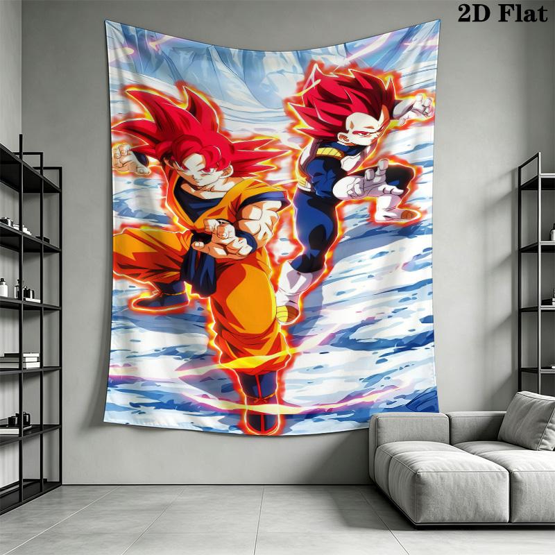 Cartoon Son Goku Wall Tapestry Aesthetic Wall Hanging Printed Fabric Blanket Decorative Tapestries For Bedroom Living Room Home Decor