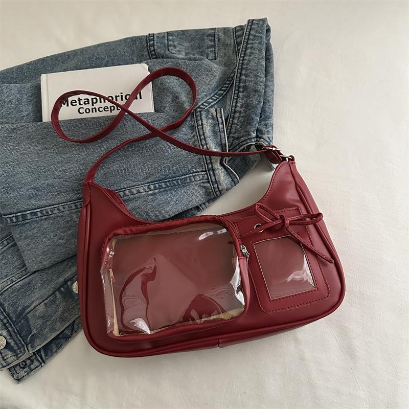 

Летняя новая модная прозрачная дизайнерская сумочка, нишевая, высококлассная, на плечо, сумка-мессенджер, повседневная сумка No pendant красный