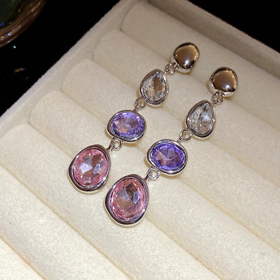 Rhinestone Oval Waterdrop Pendant Earrings Minimalist Luxury Fashion Jewelry Wholesale
