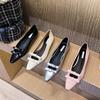 Dames Hakken Dames Kleine Hakken Leren Schoenen Elegante Puntige Neus Strik Pompen Casual Instappers Instappers Tacones Mujer