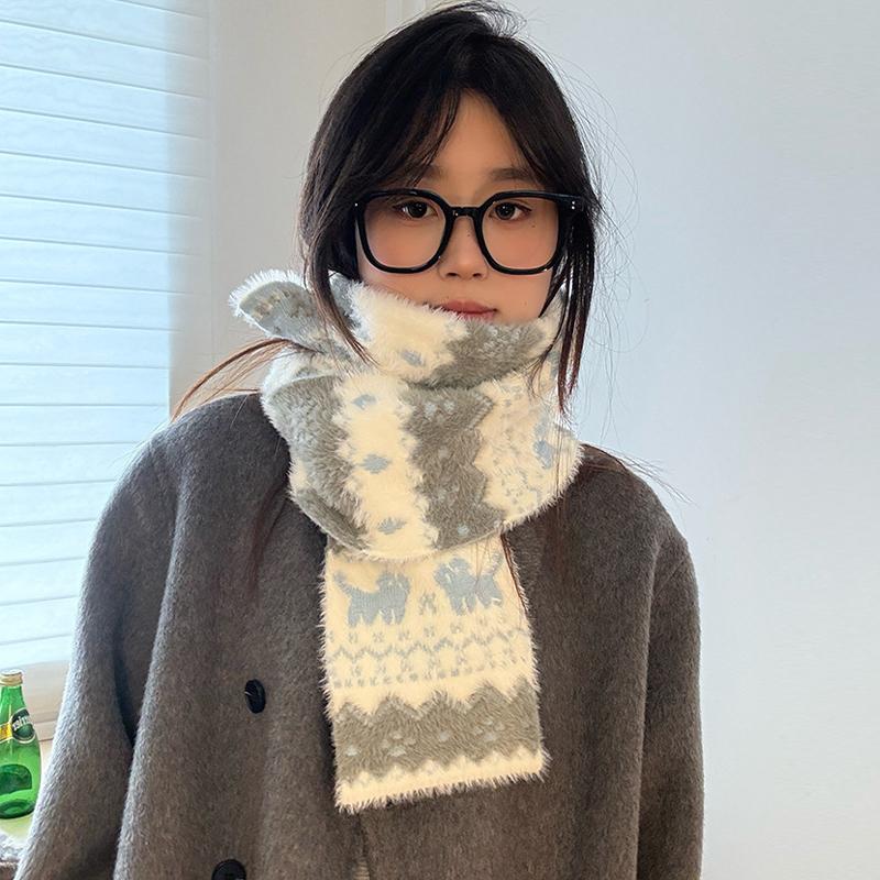 French-Style Snowflake Jacquard Double-Sided Fair Isle Sweet-Style Thick Winter