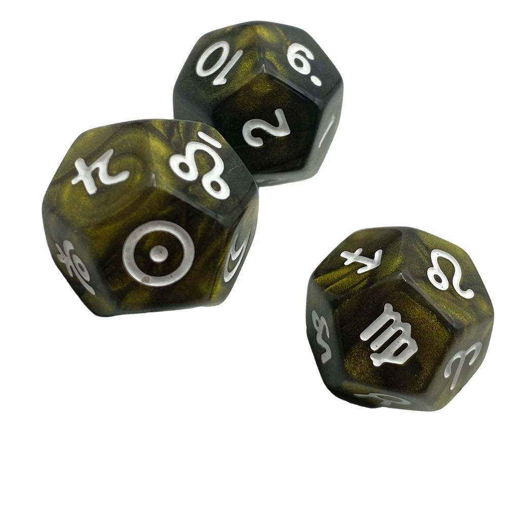 3pack Colorful Resins Divination Dices with Glitters Finish for Mystical Roleplay and Guidance