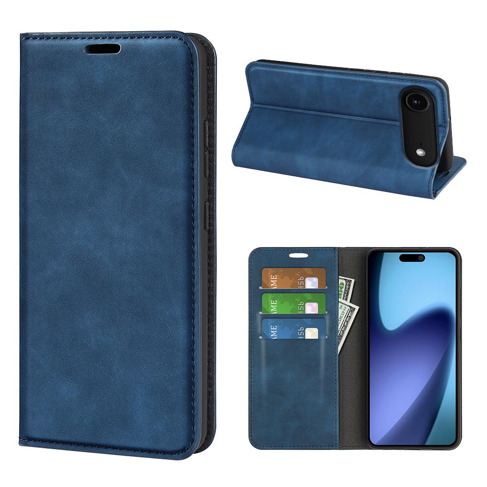 

For iPhone 17 Air Case Skin Touch Leather Wallet Phone Cover Blue