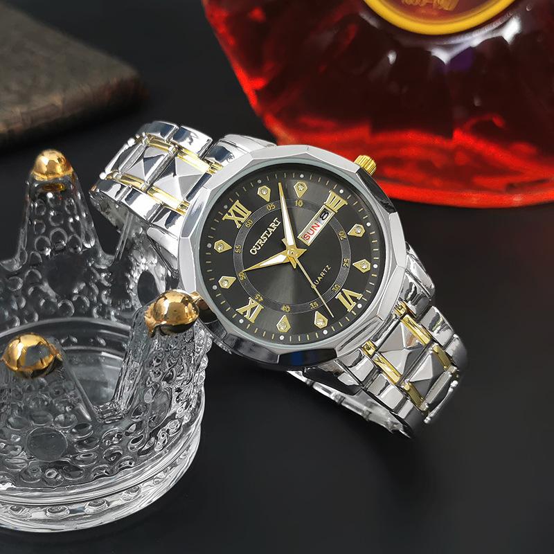 New Watch Men's Premium Men's Watch Alloy Steel Belt Quartz Luminous Calendar Men's Watch