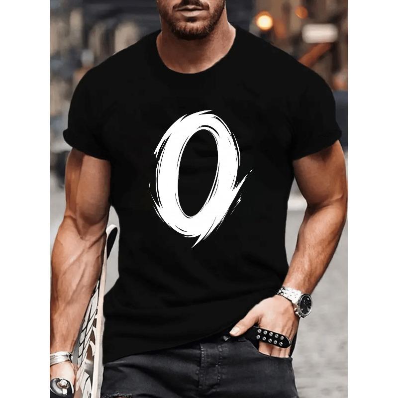 European Sizes Men S Casual Short-Sleeved Crew Neck T-Shirt with Easy Digital 0 Print _ All-Season, Loose Fit, Medium Stretch Fabric S чёрный