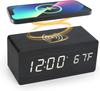 Multifunctional LED Student-specific Electronic Alarm Clock Desktop Desktop Digital Clock Wireless Charging Wooden Clock