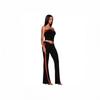Iamgia American Style Gyaru Style Black Red Patchwork Contrast Color Retro Sports Set Women Tube Top Top Straight Wide Leg