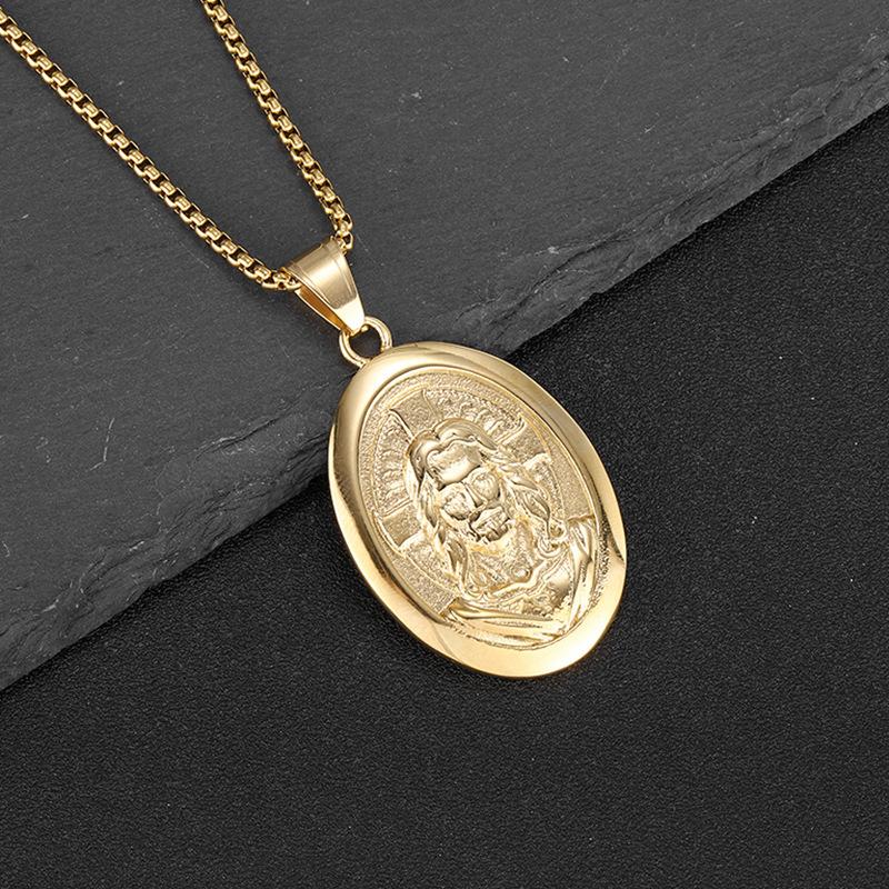 New Hiphop Stainless Steel Pendant Necklace for Men Vacuum Plated Sagrada Familia YS Portrait Chain Urban Streetwear Men Jewelry