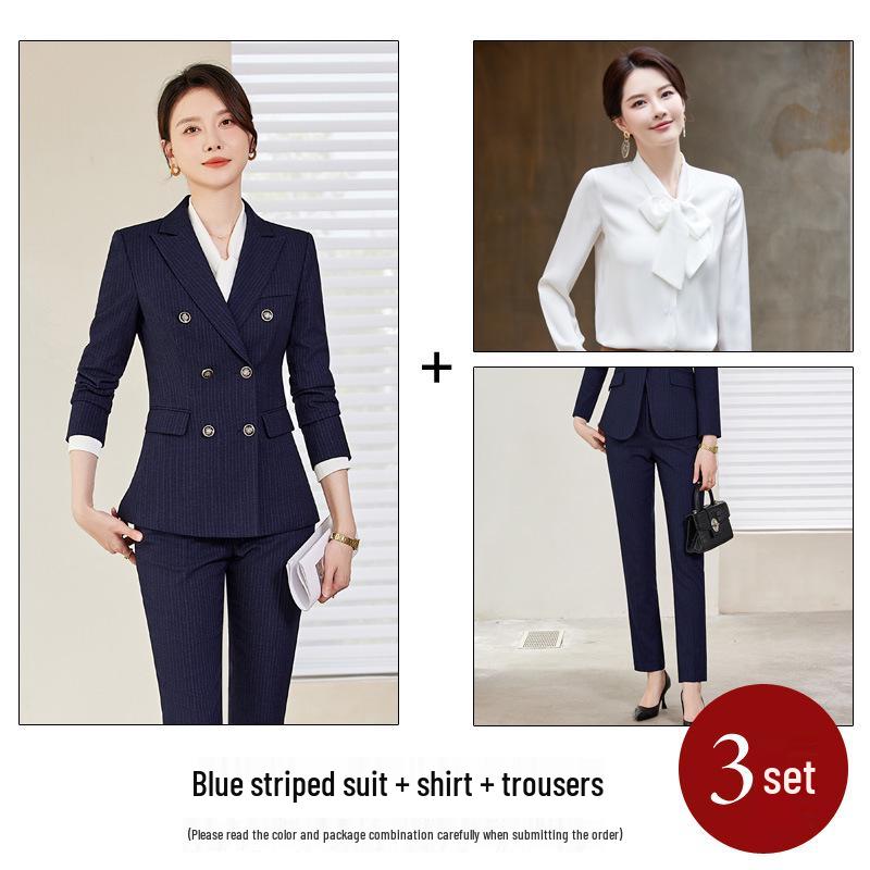 Elegant Women's Slim Fit Black Suit Set for Business and Commute - 2024 Spring/Autumn Collection