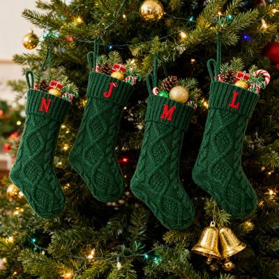 Christmas Stockings with Initials 18 Inches Large Embroidered Letter Christmas Stocking Monogram Knitted Stocking for Famliy Holiday Xmas Fireplace