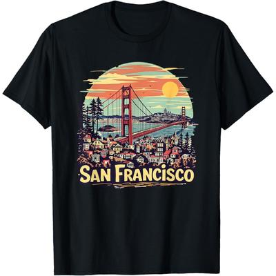 San Francisco Golden Gate Bridge Retro Souvenir Vintage T-Shirt