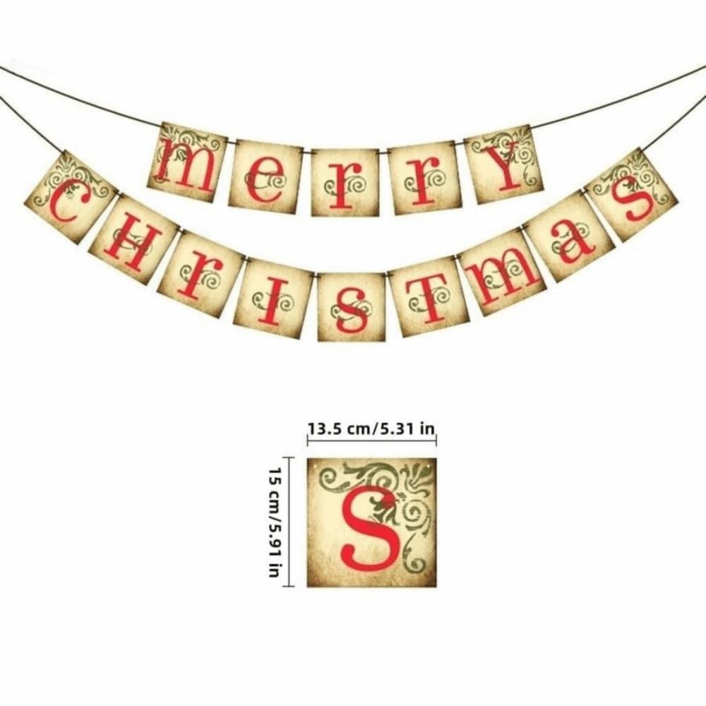 Letter Merry Christmas Decorations Paper Fireplace Hanging Ornaments Retro Christmas Banner