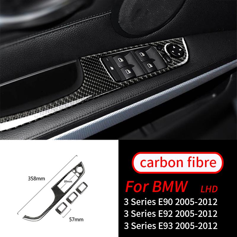 For BMW E90 E92 E93 3 Series 2005-2012 2PCS Interior Accessories Real Carbon Fiber Car Center Console CD AC Panel Cover