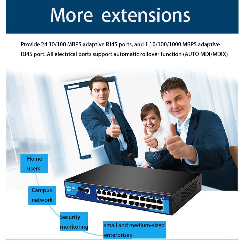 Plug and Play SFP Port Ethernet Smart Network Switcher Internet Splitter Adapter RJ45 Switch Ethernet Switch Gigabit Fast Ethernet RJ-45 LAN Adapter