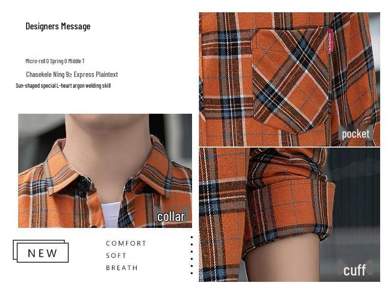 Herrskjorta i Hong Kong-stil med lång ärm och rutigt mönster - Casual vår/höst trendig lös passform jacka