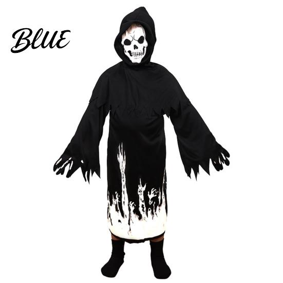 Costume For Special Events Halloween Grim Reaper for Kids Glow-in-the-Dark Cosplay Eye-catching Party Wear Outfit with Scythe Parties Dress-Up