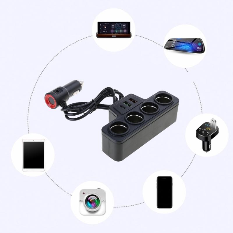 120W Fahrzeug-Netzteil Auto-Ladestation Schnellladefunktion Typ C USB mit langem Kabel für Reisekomfort