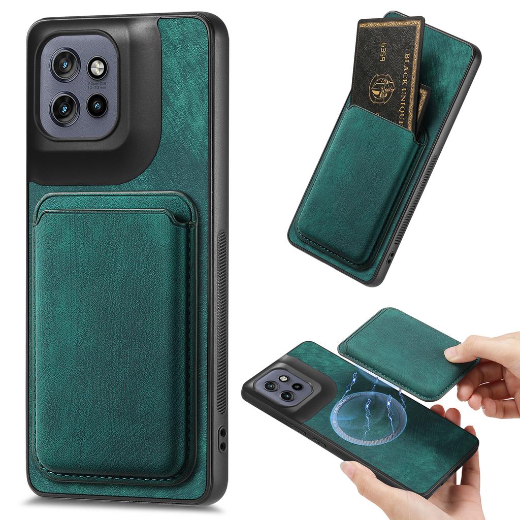 For Motorola Edge 50 Neo 5G Case Compatible with MagSafe Leather Back Cover with Detachable Card Holder