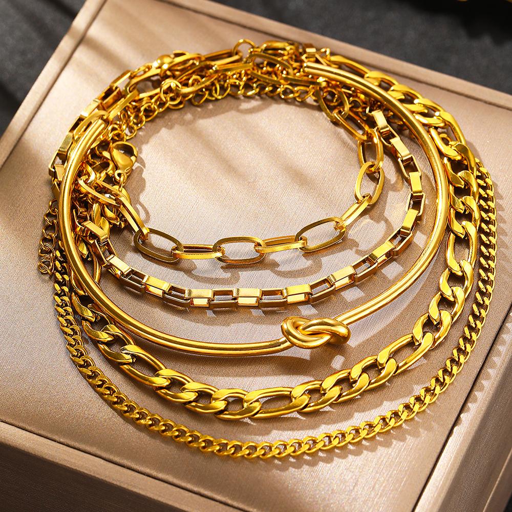 Stainless Steel Bracelets Light Luxury Retro Creative Bracelets Multi-Layer Snake Chain Bracelets For Women Zircon Party Wear