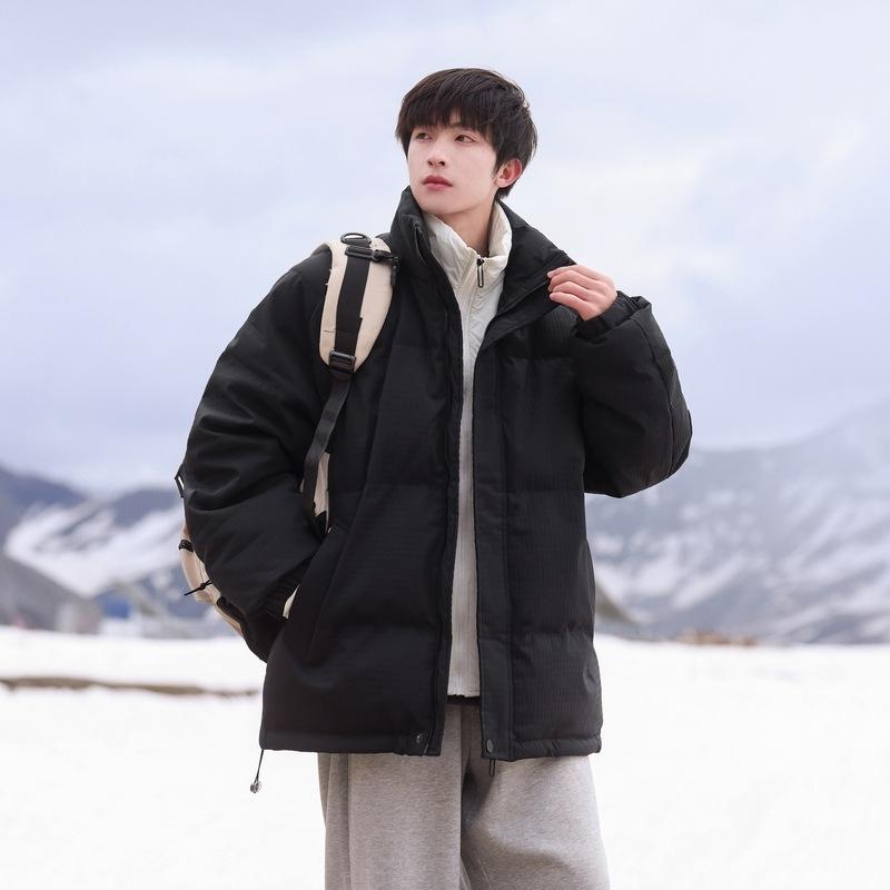 New stand-up collar thickened windproof and warm simple versatile fashion explosion winter couple white duck down jacket