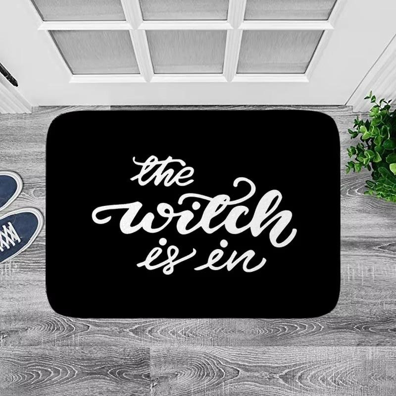 Halloween Decoration for Home Bathroom Mat The Witch Is In Pattern Mat Halloween Carpet for Bedroom Kitchen Party Decoration
